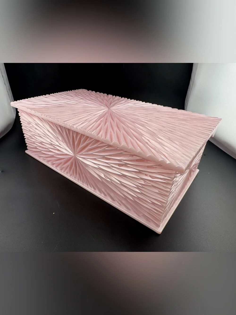 Vintage 1950’s Celebrity Pink Lucite Jewelry Box Organizer with Tray